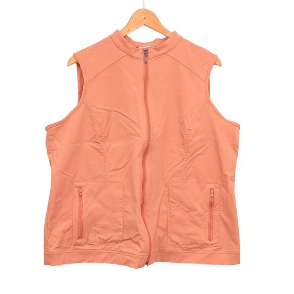 Chico's Vest Size 3, US XL Peach Weekends Perfect Stretch Cargo Zip Up Layer - Picture 1 of 8